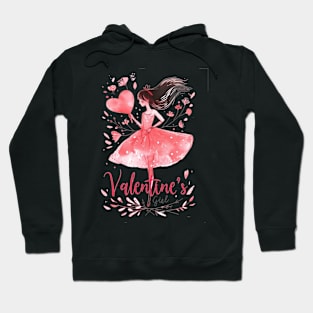 Valentine's Girl: Pink & Brown Doodle Watercolor Heart Tee Hoodie